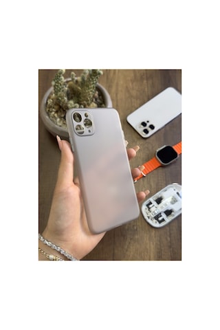 İphone 12 Pro Max Uyumlu Süper İnce Mat Ultra Thin Silikon Kılıf Gri