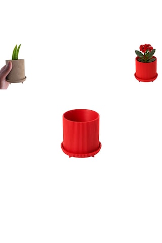 Özel 3d Baskı Ayaklı Küçük Saksı Raf Masa Vb. Saksısı Kendinden Altlıklı Ayaklı Küçük Saksı Kırmızı