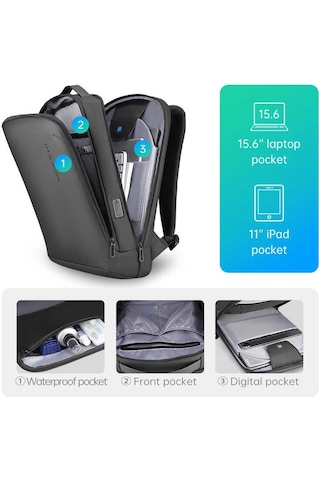 Mark Ryden MR9008 USB Şarj Portlu Laptop Notebook Sırt Çantası Siyah