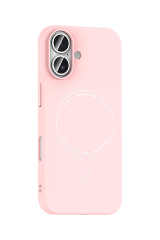 iPhone Uyumlu 16 Kılıf M-safe Şarj Özellikli Kamera Korumalı Ata Elio Sert Pc Kapak - Açık Pembe Çok Renkli