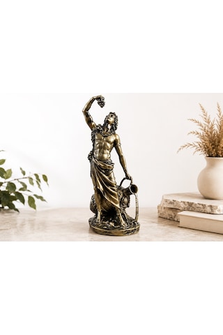 27 Cm Dionysos Şarap Tanrısı Heykeli Antik Yunan Mitolojisi Gold Dekoratif Biblo Ev Ofis Dekoru