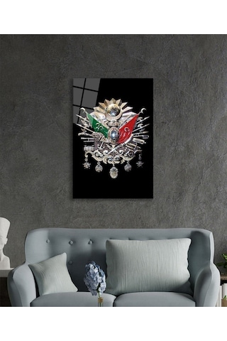 Miyrem Glasses Collection -a1^ Osmanlı Arması Tuğrası Cam Tablo