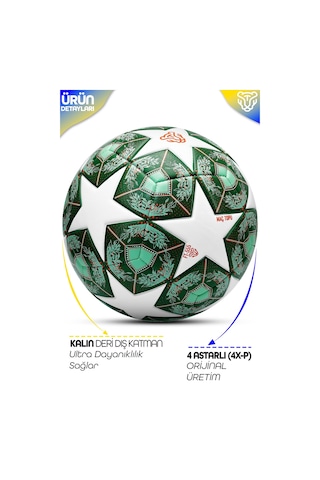 Profesyonel Futbol Topu 2025 Şampiyonlar Ligi Pompalı Sert Zemin Halı Saha Futbol Topu No5 Yeşil 555 Yeşil