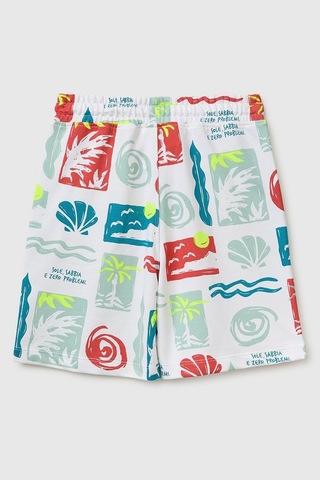 United Colors Of Benetton Erkek Çocuk Beli Lastikli Relaxed Fit Bermuda Şort Beyaz Mix 6-9 Yaş-2807