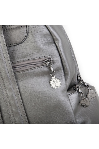 Nas Bag Kadın Çok Cepli Sırt Çantası Gri Yıkamalı Gri