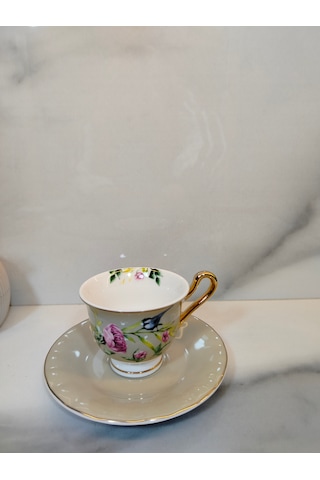 Vanilla New Bone China Kahve Fincanı 2 Kişilik Ekru