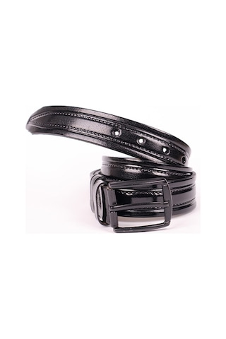 Manda Derisi Rugan Siyah Erkek Kemeri Hakiki Deri 4 CM Siyah