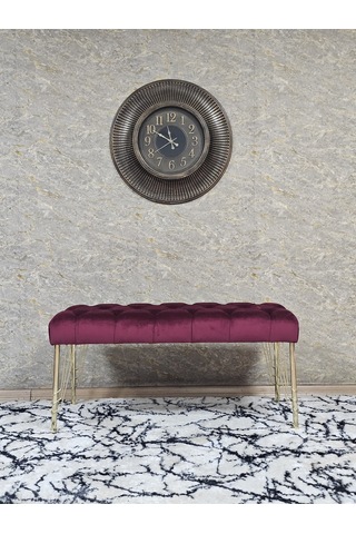 Zafir Gold Tel Ayaklı 90 Cm Puf Bench - Puf - Bench - Kasalı Oturak - Oturak - Yatak Ucu Puf Bordo