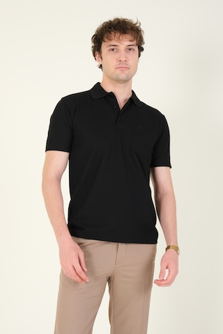 Giyim Dünyası Erkek Dokulu Cepli Polo Yaka T-shirt Siyah 001