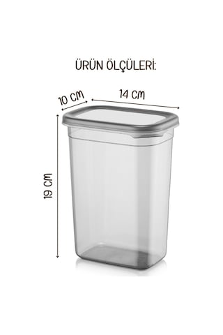 Vienev Peggy Etiketli Dikdörtgen Deterjan Saklama Kabı Seti Antrasit 1500 ML 2'li