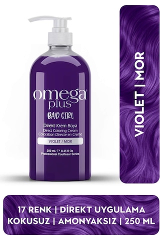 Omega Plus Bad Girl Mor Amonyaksız Renkli Saç Boyası 250ml Omega Plus Bad Girl Mor Amonyaksız Renkli Saç Boyası 250ml