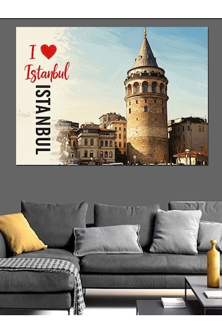 Galata Kulesi İstanbul Sevgisi Dekoratif Kanvas - Mdf Ahşap Tablo