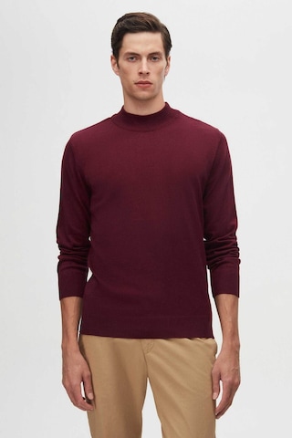D's Damat Regular Fit Bordo Pamuk Karışımlı Yarım Balıkçı Triko Kazak Bordo
