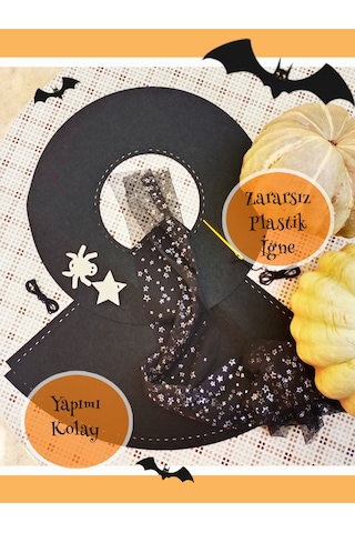 Çocuklar İçin Keçe Cadı Şapkası Dikiş Seti Kendin Yap Dıy El Yapımı Şapka Halloween Kostüm
