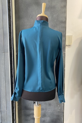 Pera Moda Gold Broş Detaylı Şık Bluz Gömlek Petrol Yeşili