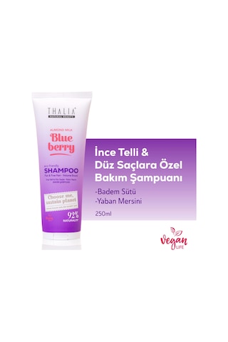 Thalia Badem Sütü & Yaban Mersini Özlü İnce Telli & Düz Saçlar İçin Bakım Şampuanı 250 ML