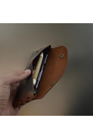 El Yapımı Kalemlik Hakiki Deri Deri Küçük Kalem Kutusu Iş Ofis Okul Aksesuar Tutucu Klasik Ve Minimal El Yapımı Genel