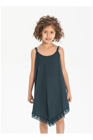 Çağla Şile Bezi Kız Çocuk Elbise Petrol Ptrl