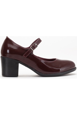 Analin Shoes Kadın Hakiki Deri Bantlı Topuklu Ayakkabı Bordo