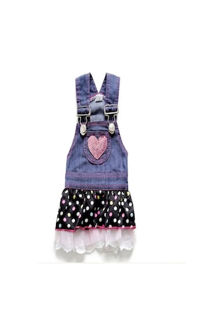 Patici Miss Kalp Detaylı Askılı Denim Kedi Köpek Elbisesi