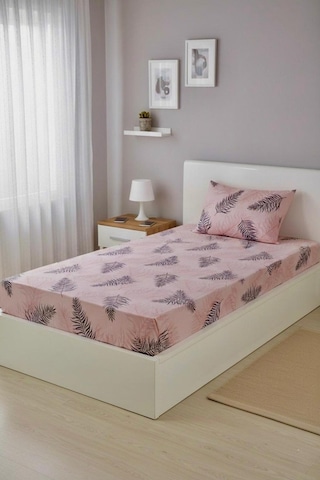 Üntaş Life Somon Siyah Tüy 100x200 Tek Kişilik Lastikli Çarşaf 1 Adet Yastık Kılıfı