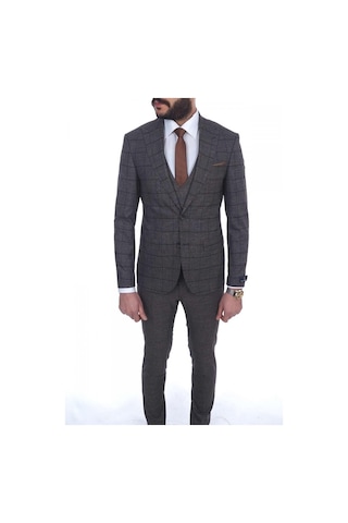 Jan Carlucci Slimfit Yelekli Drop 6 Takım (476562242) Açık Kahverengi