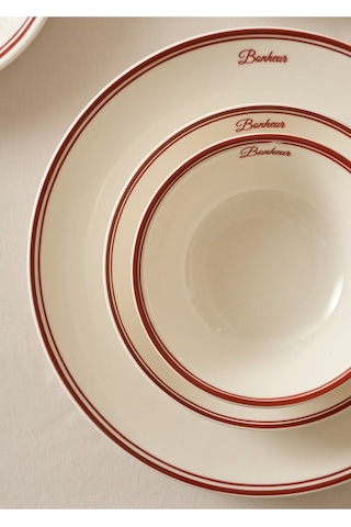 Bella Maison Bonheur Porselen 24 Parça 6 Kişilik Yemek Takımı Bordo Bordo