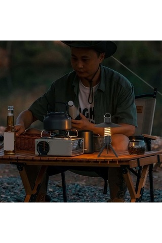 Bloomnest Çoklu Modlu Şarj Edilebilir Kamp Lambası - Abajur Ve Tripodlu - Ücretsiz El Feneri Ve Parlaklık Ayarı - Siyah Fan0599 Newway Siyah