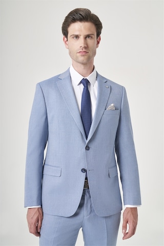 İmza Mavi-gri Mono Yaka Çizgili 6 Drop Slim Fit Tam Astar Esnek Takım Elbise 1001260901 Mavi - Gri
