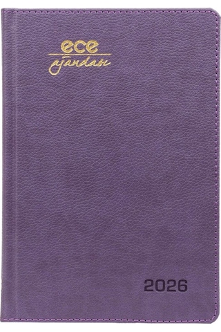 Ece Ajandası Kemer 2026 Mor - Günlük Çizgili Sert Kapak 14x20 Mor