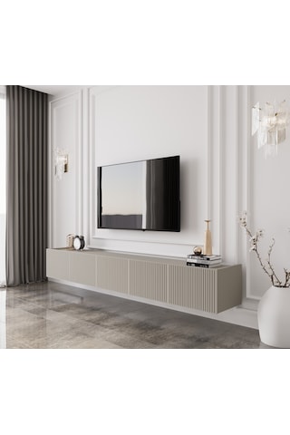 Capella Kumtaşı Rengi Mdf 5 Kapak Duvara Monte 200 Cm Tv Ünitesi