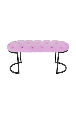 Elısse Black Puf - Metal Ayaklı Kapitoneli Model Puf, Pembe Bench
