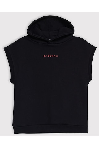 Kids Boy Kapüşonlu Loose Fit Kolsuz Siyah Sweatshirt