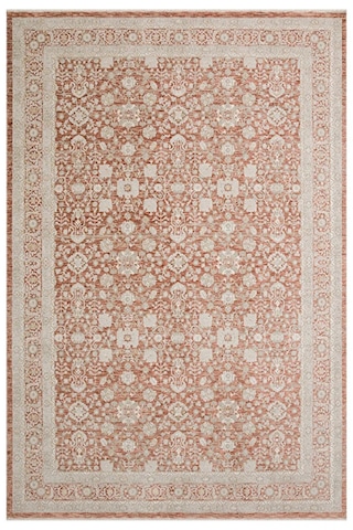 Zes Collection Modern Vintage Desenli Eskitme Dokuma Yumuşak Salon Halısı Kiremit - Bej