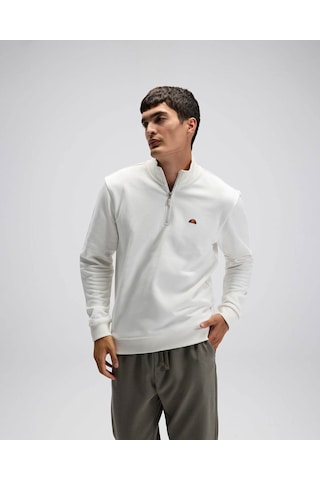 Ellesse Yarım Fermuarlı Beyaz Erkek Sweatshirt Em580 Beyaz