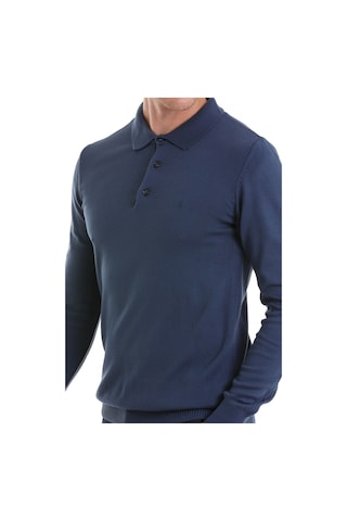 Hatemoğlu İndigo Regular Fit Düz Polo Yaka Triko Kazak İndigo