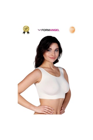 Form Angel Büstiyer Dikişsiz Seamless Kadın Esnek Yumuşak Kumaş Kalın Askılı Pedsiz Spor Büstiyer - 2 Adet Ten