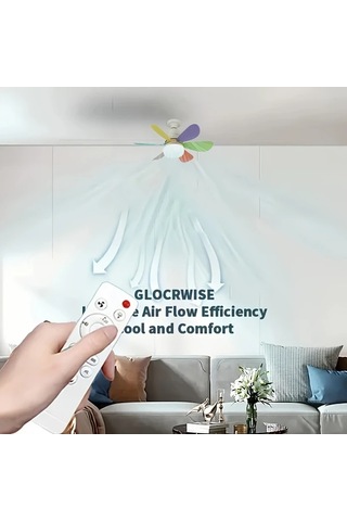 Xuweiwei Uzaktan Kumandali Akilli Tavan Fani 40w 52 07cm Cok Renkli 3 Hiz Ayarlı Led Aydinlatma E26 E27 Ampul Zamanalayici Yatak Oturma Odasi Garaj