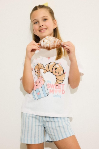 Defacto Regular Fıt 2li Beyaz Pijama Takımı Kız Çocuk H5585a826smwt34 Beyaz-wt34