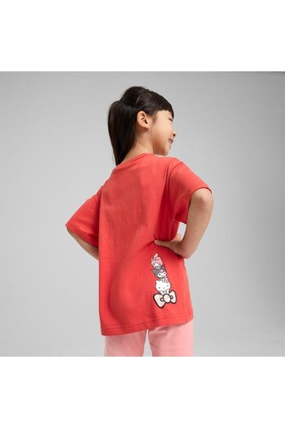 Puma Puma X Hk&fr Graphic Kız Çocuk Kırmızı Yuvarlak Yaka Tişört Kırmızı
