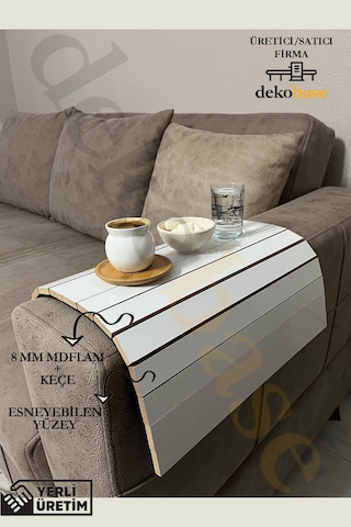 Beyaz Renk Çok Amaçlı Koltuk Kenar Sehpası, Supla, Yemek Servis Altlığı Beyaz