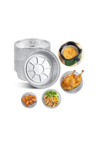 Youmex Hava Fritözü Foil Tepsileri, 50 Adet 9 İnç Derin Tabak, Yemek Yağsızlığı Sağlar, Fırın Uyumlu, Isıya Dayanıklı, Yıkama Gerektirmeyen Pişirme Aletleri Çok Renkli