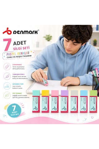Penmark Pastel Renk Silgi Seti 7 Adet Yumuşak Silgi Canlı Renkler