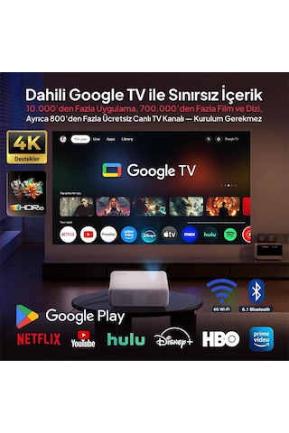 Vankyo Aurzen D1g Android Google Tv 4k Destekli Projeksiyon Cihazı +hdr10+auto Focus+auto Keystone+6g Wifi+6.1bt+dolby Ses Sistemi - Ps5/ps4/xbox