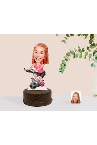 Kişiye Özel Kadın Fitness Sporcusu Karikatürlü Dekoratif 3D Biblo