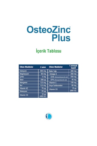 Osteozinc Plus 30 Yumuşak Kapsül + 60 Tablet