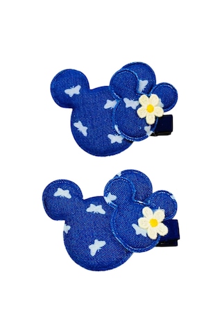 Minnie Kot Desenli Kız Çocuk Toka Mavi