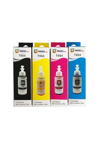 Epson T664 4 Renk Takım Mürekkep T6641 / T6642 / T6643 / T6644 L200/l220/ L355/ L365 Uyumlu Epson T664 4 Renk Takım Mürekkep T6641 / T6642 / T6643 / T6644 L200/l220/ L355/ L365 Uyumlu