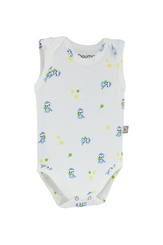 Uygunbebe Boumini Kolsuz Bebek Çıtçıtlı Askılı Body Mavi Tembel Zarf Yaka 0-36 Ay