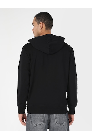 Colin's Regular Fit Kapüşonlu Yazı Baskılı Siyah Erkek Sweatshirt CL1061698_Q1.V1_BLK